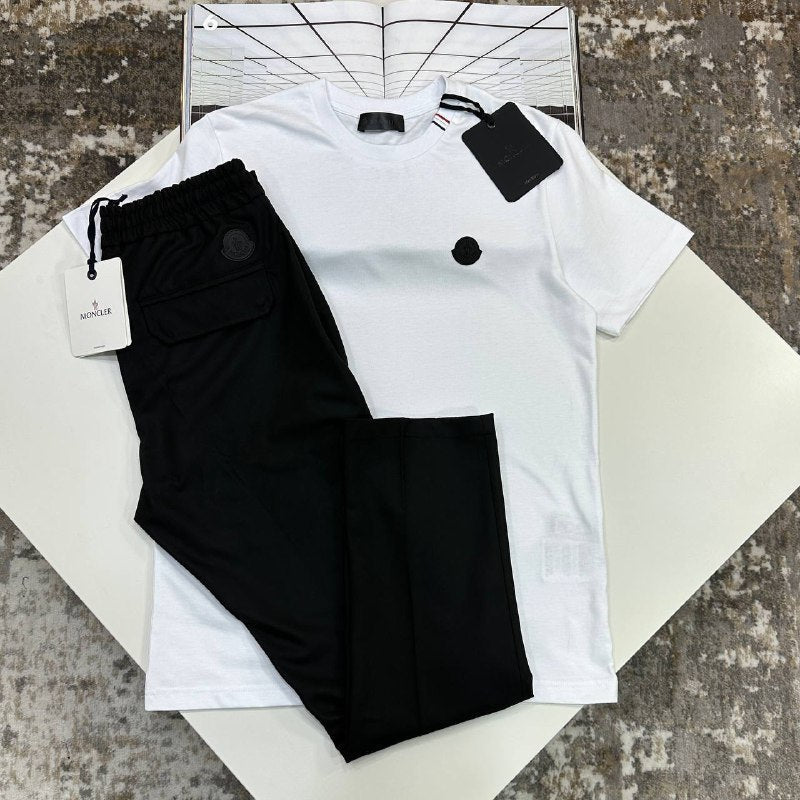 Moncler Logo Patch Cotton T-Shirt & Sweatpants Set UK Reps AAA+ Quality