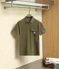 Moncler Half-Zip Cotton Piquet Polo Shirt with Nylon Pocket UK Reps AAA+ Quality