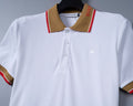 Burberry Logo Collar Cotton Polo Shirt - White with Beige Knitted Collar UK Reps AAA+ Quality