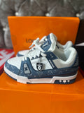 Louis Vuitton LV Monogram White Blue Mens Trainers UK Reps AAA Quality