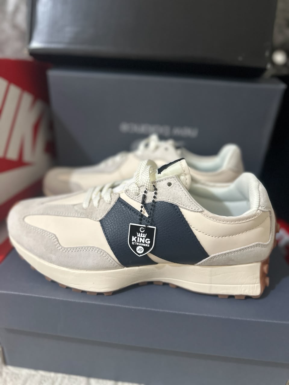 New Balance 327 White Off-White Navy Mens Trainers UK Reps AAA Quality