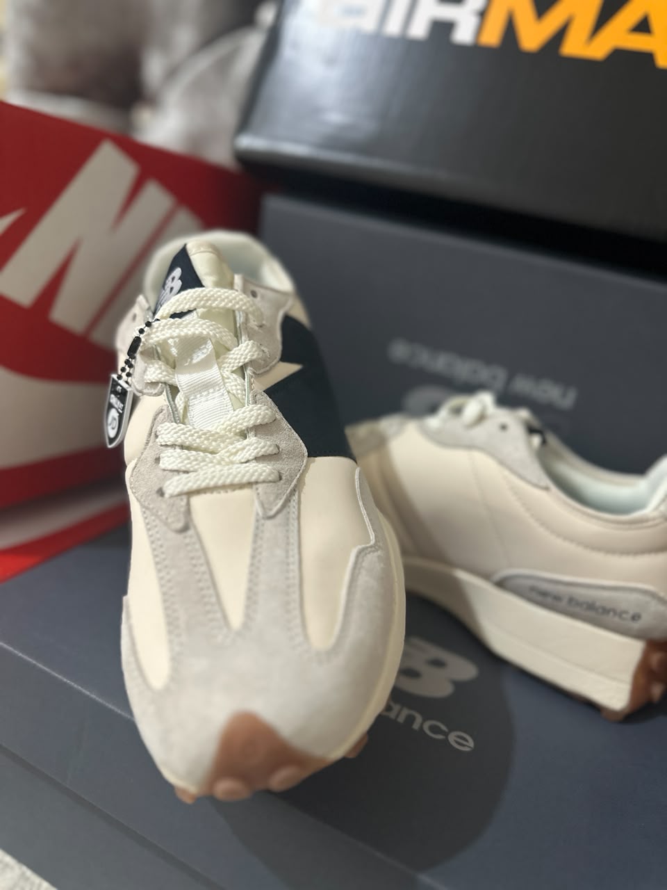 New Balance 327 White Off-White Navy Mens Trainers UK Reps AAA Quality