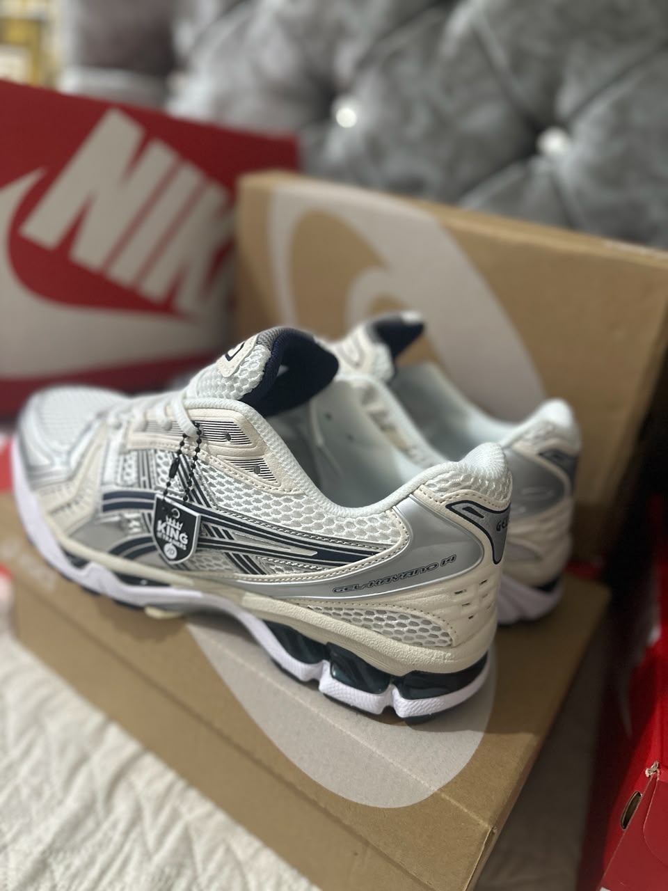 Asics Gel-Kayano 14 "White Midnight Mens Trainers UK Reps AAA Quality
