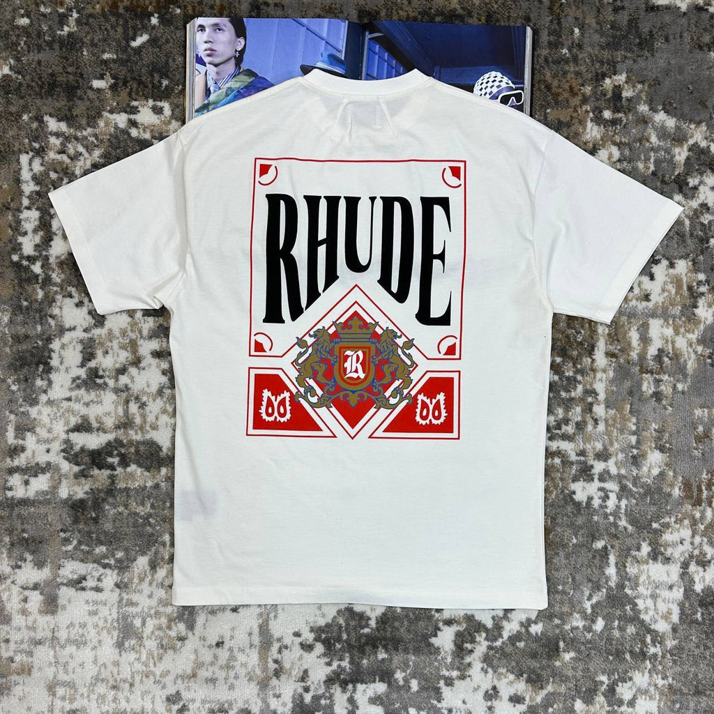 Rhude Card Print Mens T Shirts High Street Fashion Designer in 2 Colors UK Reps AAA Quality