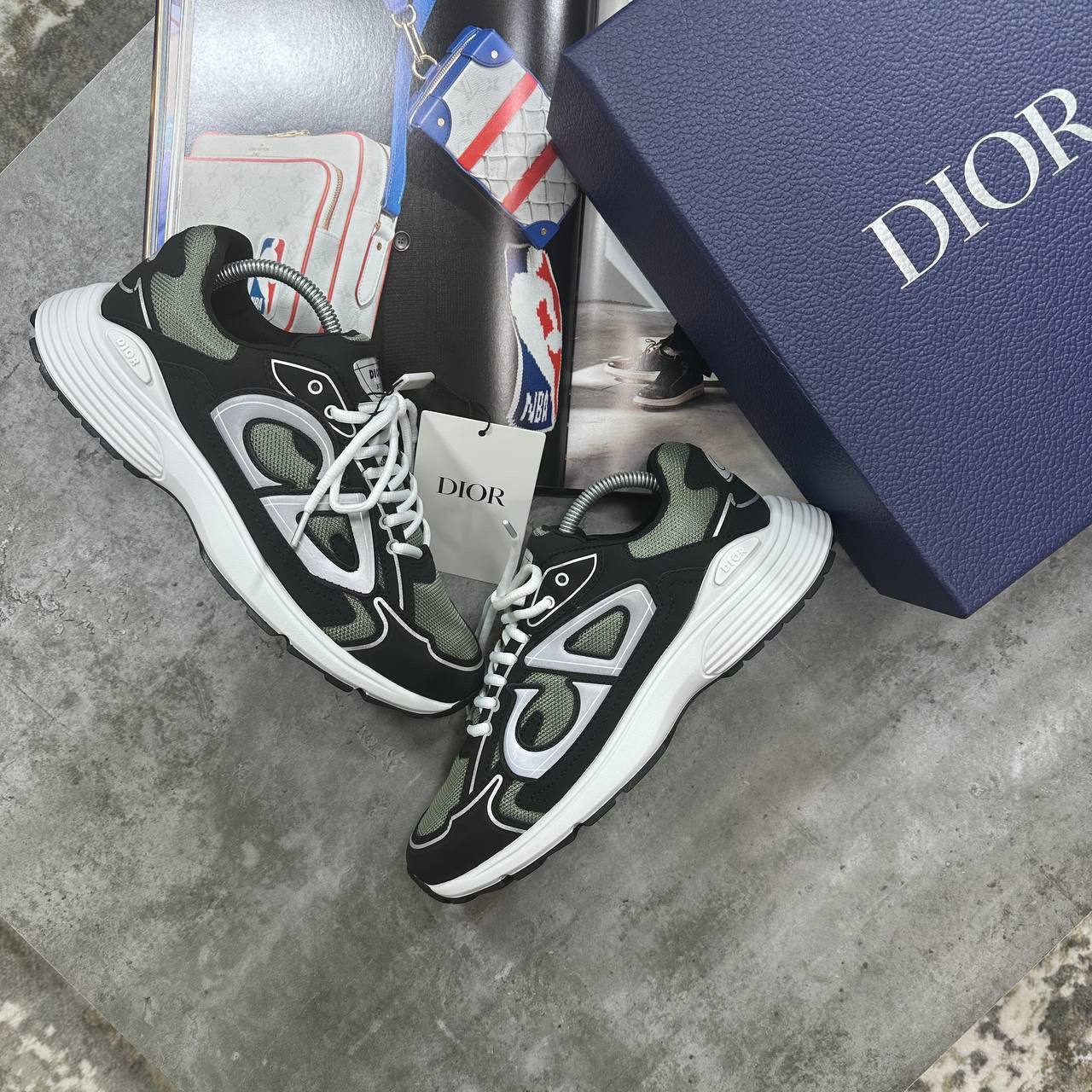 DIOR B30 TRAINERS - KHAKI / BLACK Sneakers for MEN AAA quality