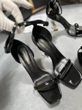 YSL Saint Laurent Women's Opyum Sandals Heels Shoes In Black Color Sale UK