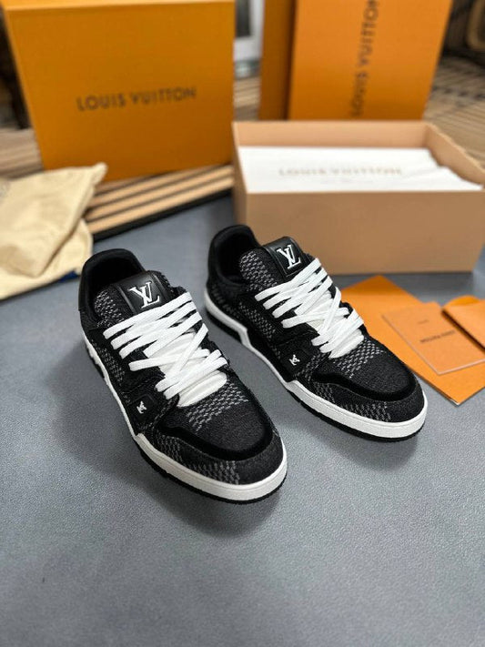 Louis Vuitton LV Trainer Black Damier 3D Denim Sneakers for Men Sale UK