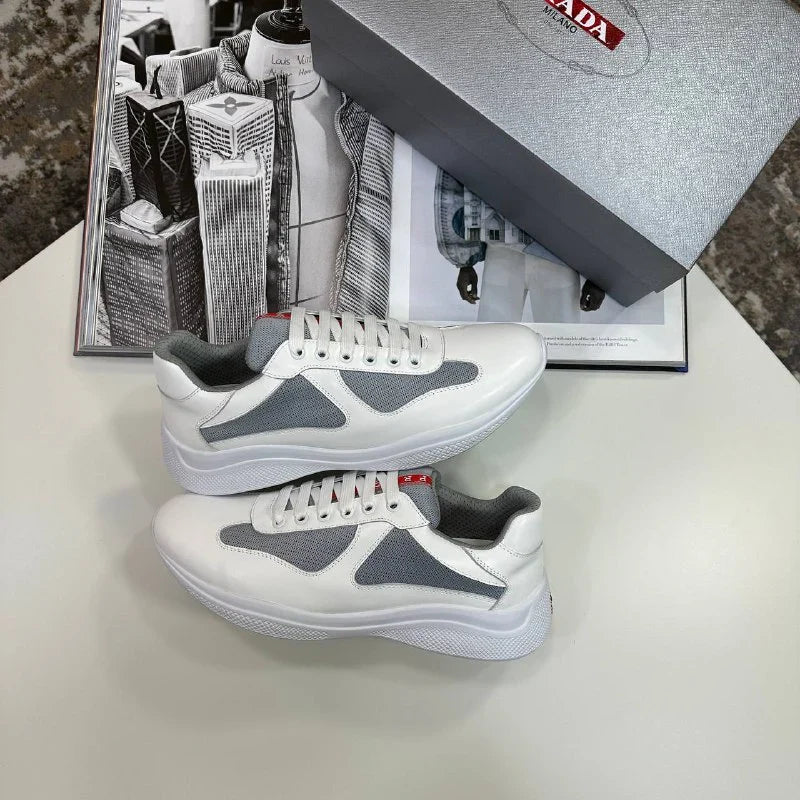 Prada America's Cup Bike Fabric Mens Sneakers White UK Reps AAA Quality