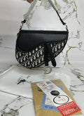 Dior Saddle Bag in Oblique Jacquard Black Leather & Blue Canvas UK Reps AAA Quality