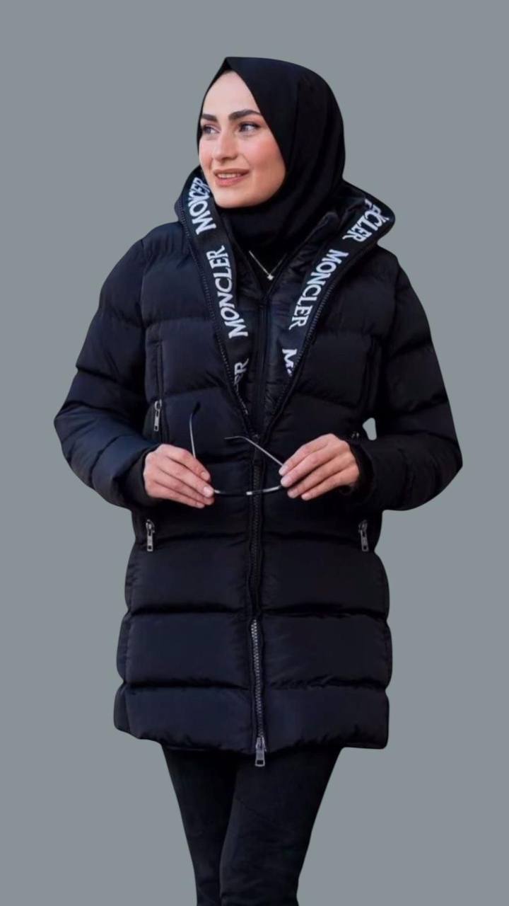 Moncler Long Down Logo Jacket Mens in Black Color UK Reps AAA Quality