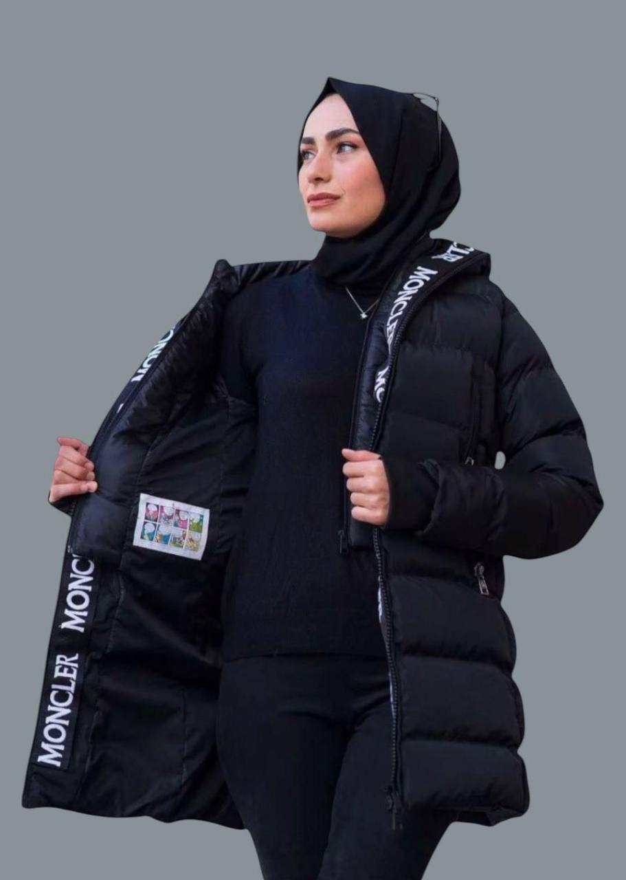 Moncler Long Down Logo Jacket Mens in Black Color UK Reps AAA Quality