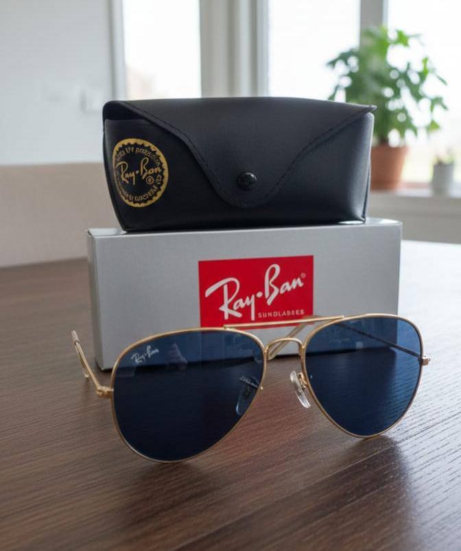Ray Ban Aviator Men's Sunglasses Metal Frame in Blue UK Reps AAA Quality