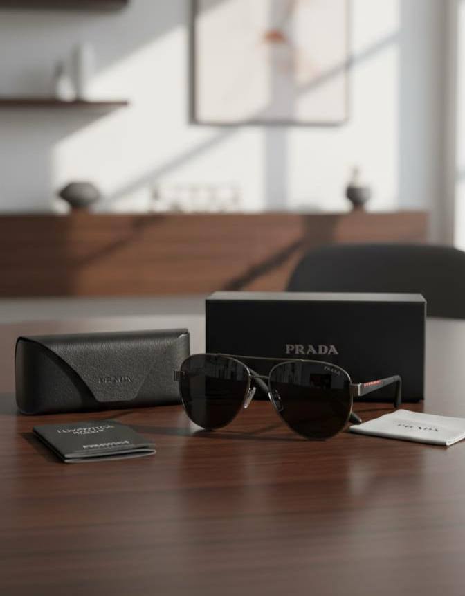 Prada Sunglasses Aviator Frame Black Mens UK Reps AAA Quality