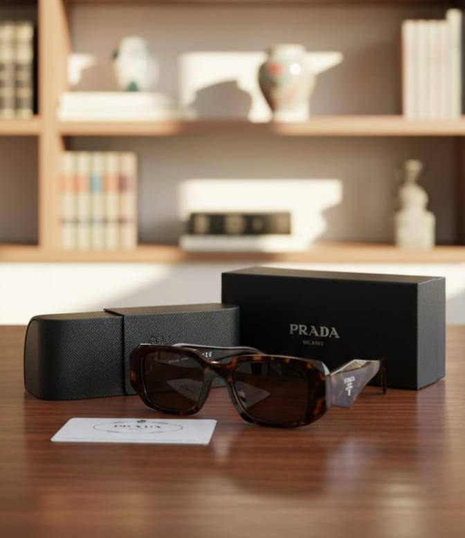 Prada Sunglasses Square Frame Brown Mens UK Reps AAA Quality
