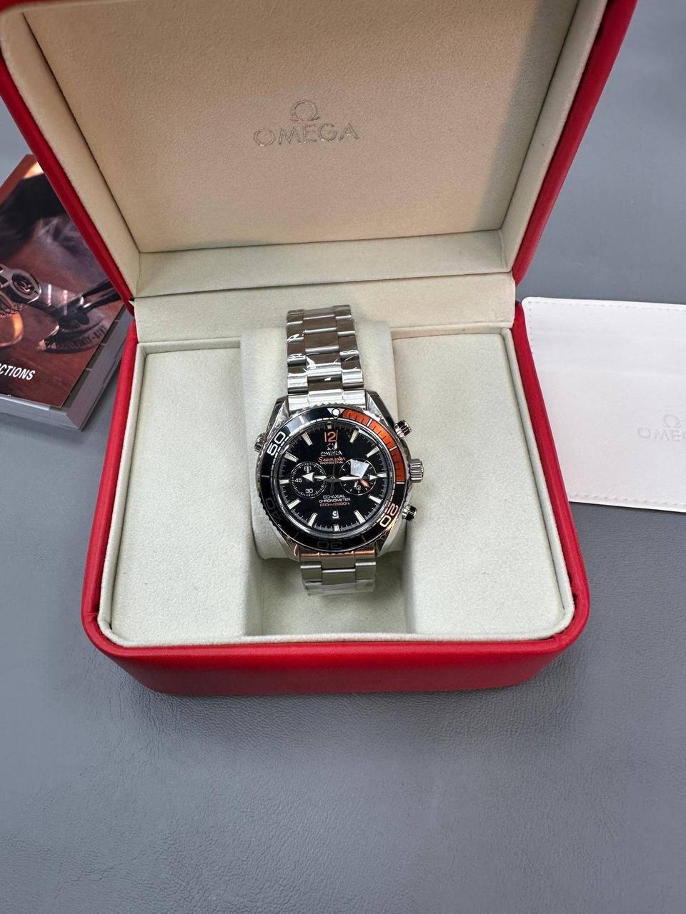 Omega Seamaster Planet Ocean Co Axial Chronograph Black Dial Mens Watch UK Reps AAA Quality