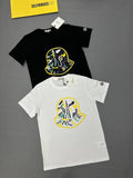 Moncler Yellow Graphic Logo Cotton T-Shirts Mens in 2 Colors UK Reps AAA Quality