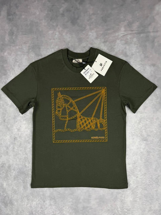 Hermes Horse Print T-shirt Mens in 2 Colors UK Reps AAA Quality