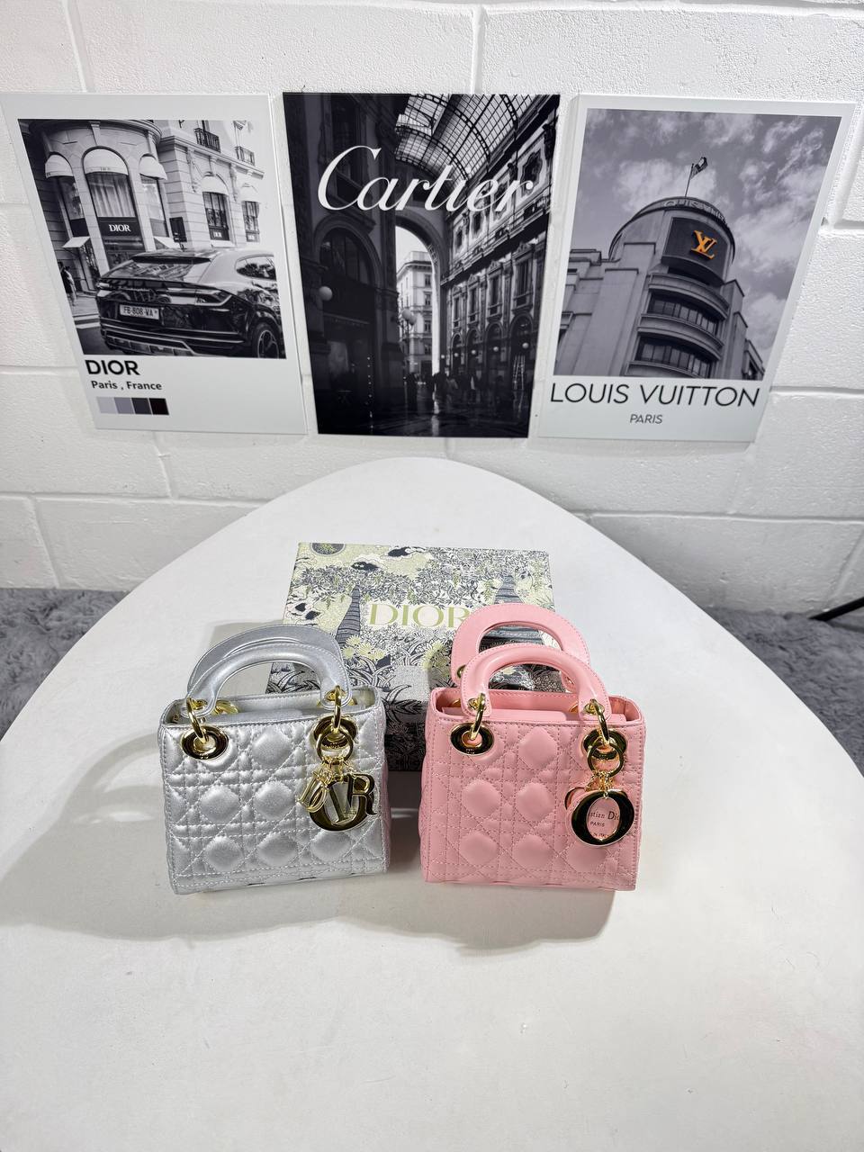 Christian Dior Metallic Cannage Mini Handbag Womens in 2 Colors UK Reps AAA Quality