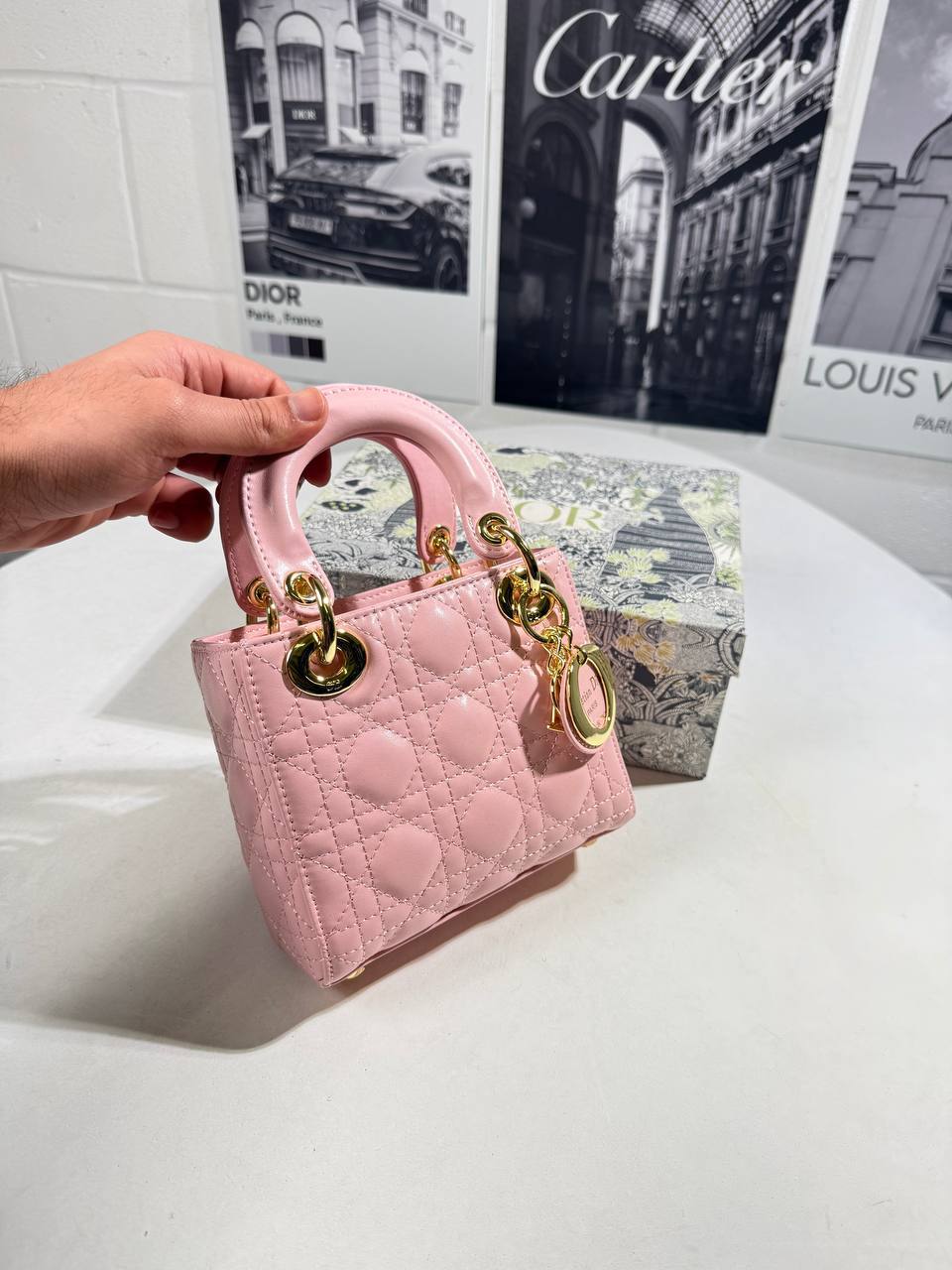 Christian Dior Metallic Cannage Mini Handbag Womens in 2 Colors UK Reps AAA Quality