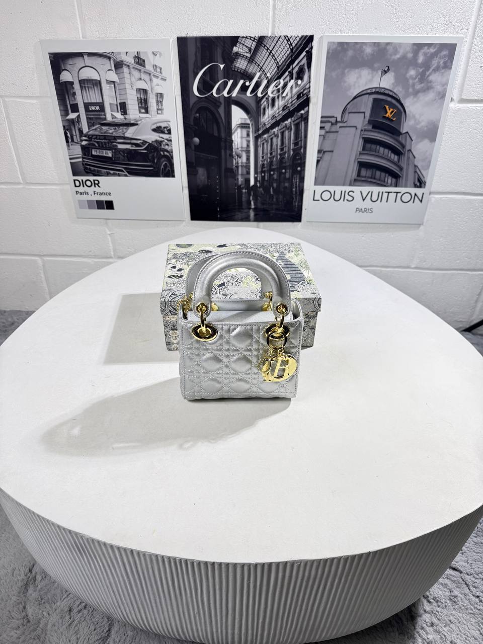 Christian Dior Metallic Cannage Mini Handbag Womens in 2 Colors UK Reps AAA Quality
