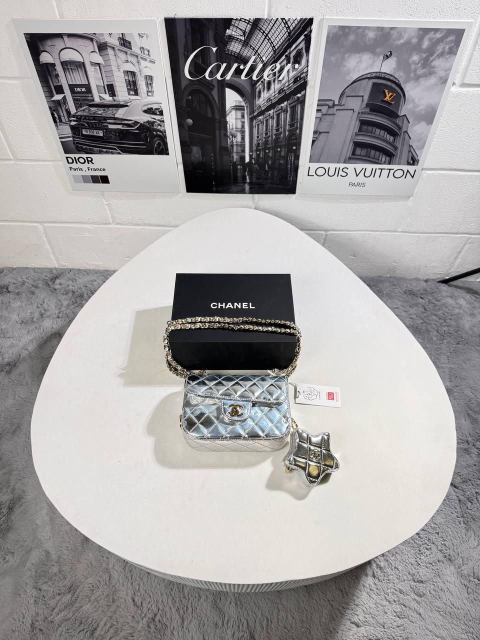 Chanel Mirror Calfskin Metallic Quilted Womens Bag UK Reps AAA Quality