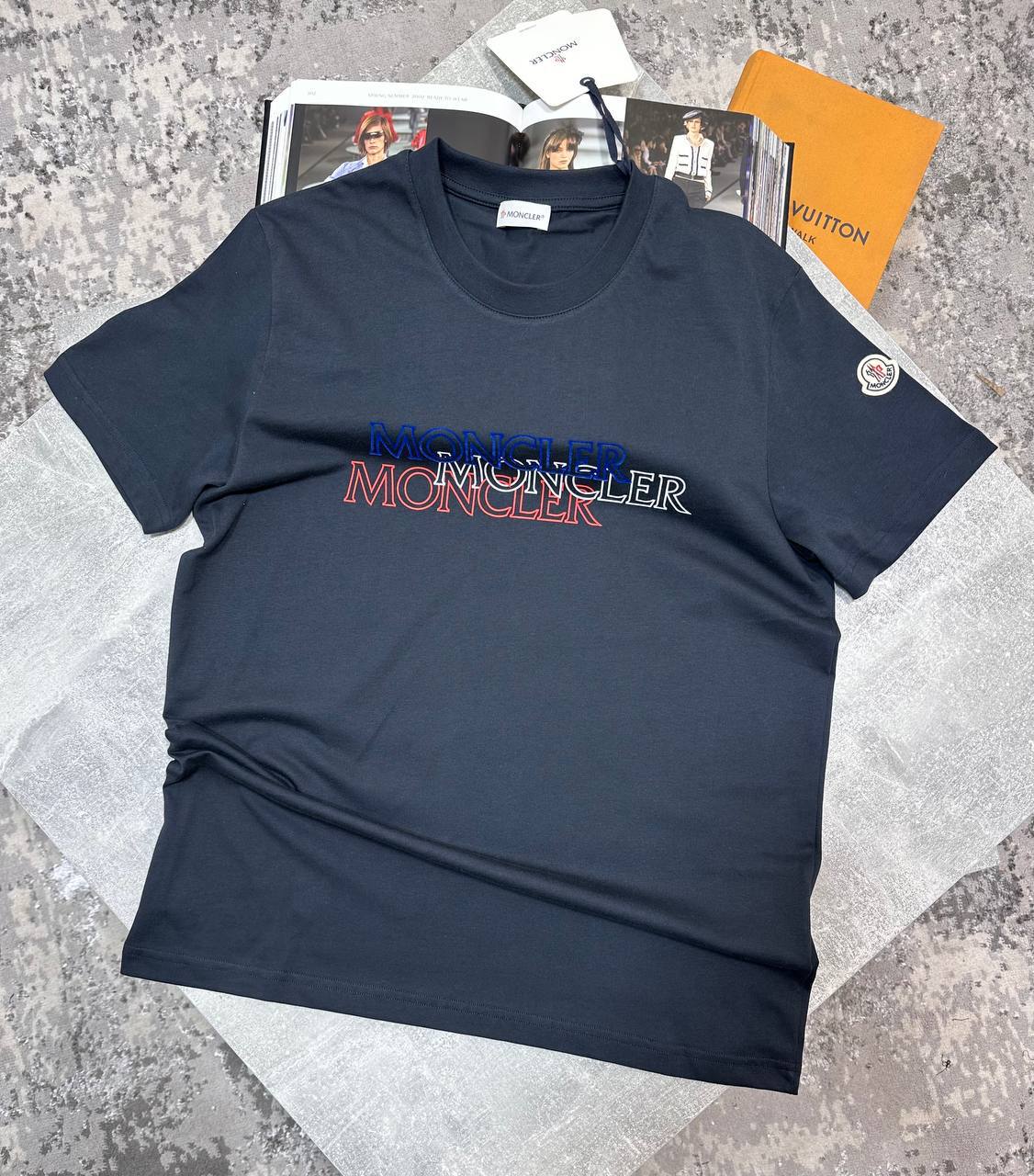 Moncler Tricolour Blurred Logo Cotton Mens T-Shirts in Multiple Colors Best Sale UK Reps AAA Quality