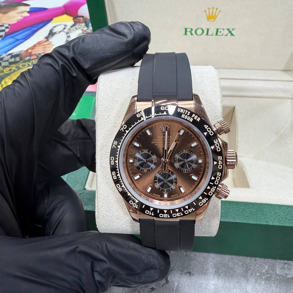 Rolex Daytona Brown Dial Black Rubber Strap Men's Watch AAA Quality UK Reps