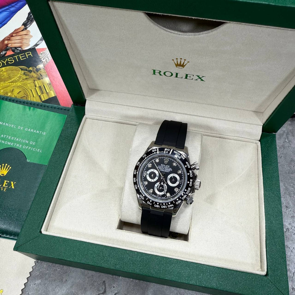 Rolex Daytona Black Dial Black Rubber Strap Men's Watch AAA Quality UK Reps