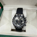 Rolex Daytona Silver Dial Black Rubber Strap Men's Watch AAA Quality UK Reps