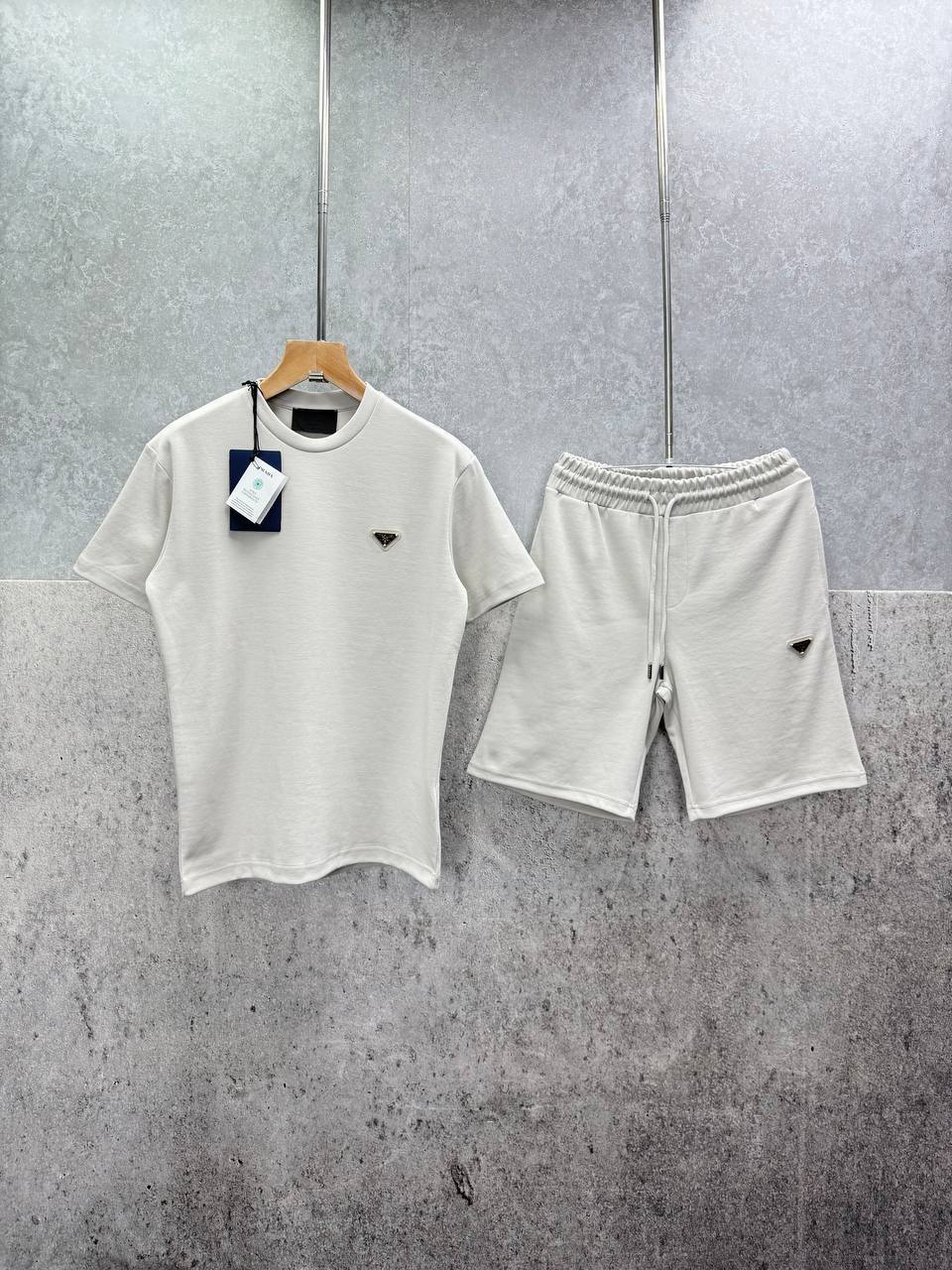 Prada Triangle Logo T-Shirts & Shorts Set in Multiple Colors Mens UK Reps AAA Quality