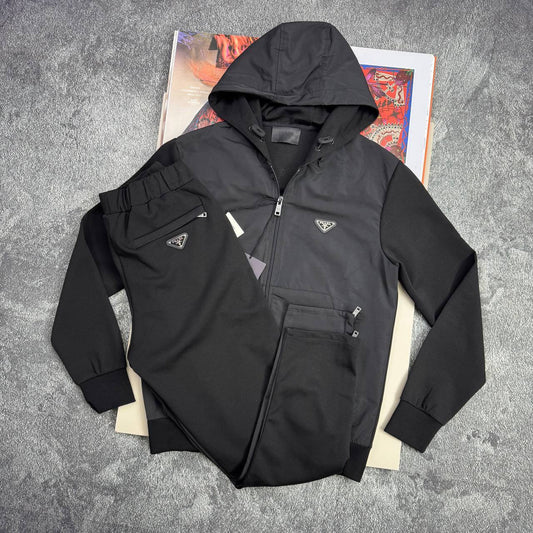 Prada Logo Zip- Re-Nylon Technical Mens Tracksuits in 2 Colors UK Reps AAA Quality