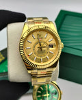 Rolex Sky-Dweller Yellow Gold Golden Dial Bracelet Mens Watch UK Reps AAA Quality