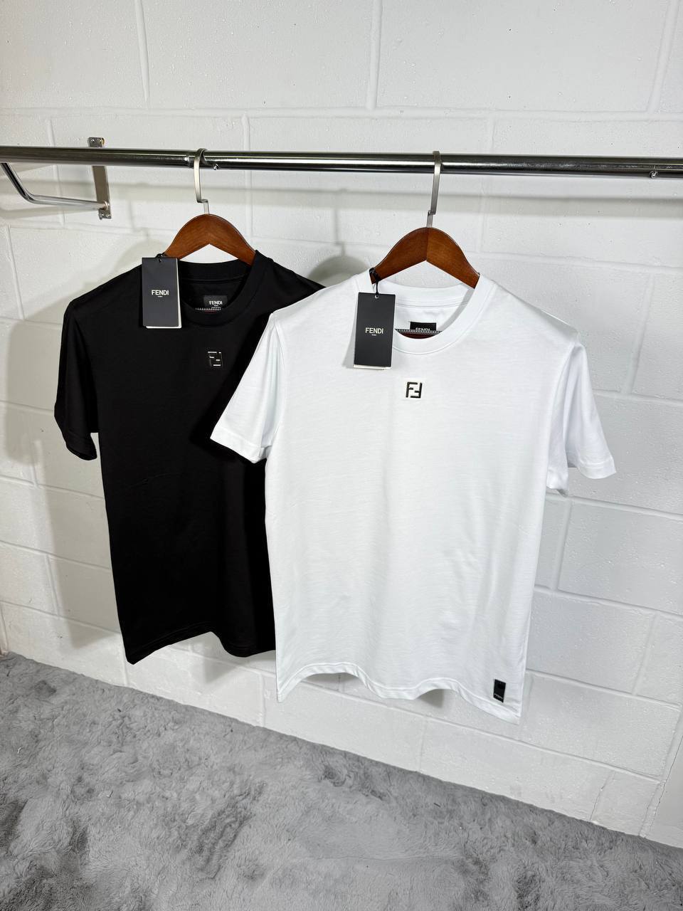 Fendi Short Sleeve T-Shirts Mens Logo Embroidered Best Sale UK Reps AAA Quality