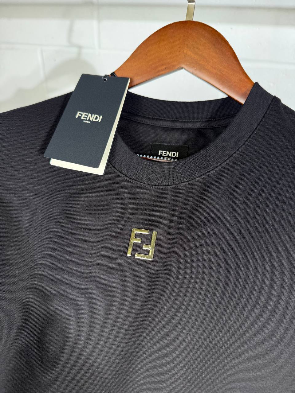 Fendi Short Sleeve T-Shirts Mens Logo Embroidered Best Sale UK Reps AAA Quality