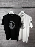 Moncler Blurred-Logo Cotton T-shirts Mens Round Neck Best Sale UK Reps AAA Quality