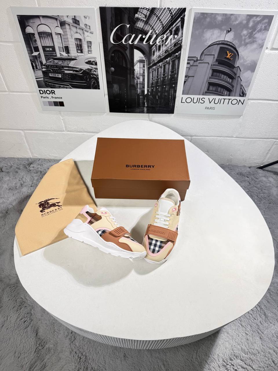 Burberry Beige Brown Women's Trainers Best Sale UK Reps AAA Quality