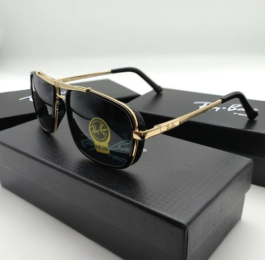 Ray Ban Men's Sunglasses Metal Frame in Golden/ Black UK Reps AAA Quality