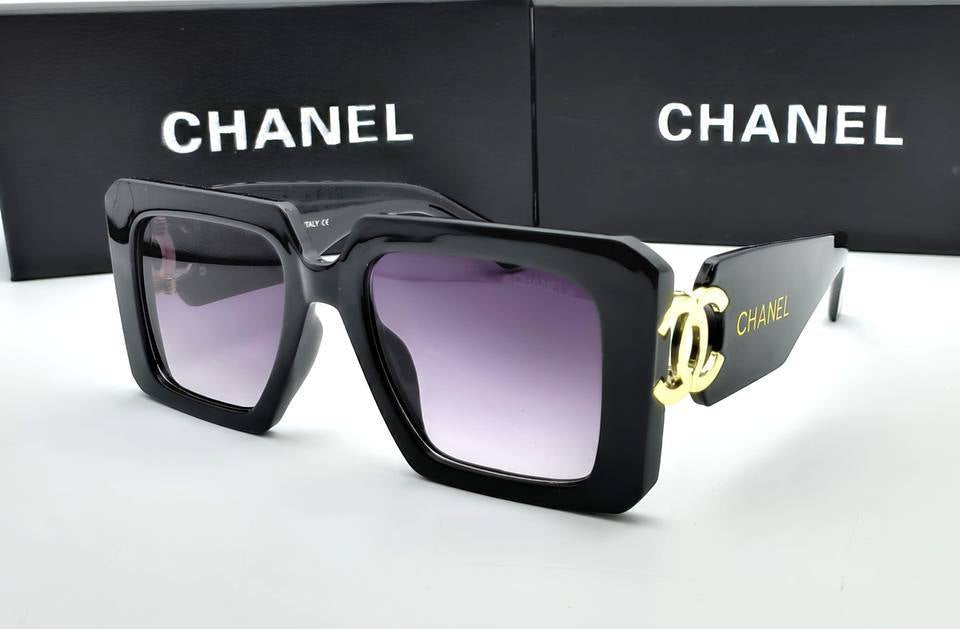 Chanel Plastic Square Sunglasses Womens in Black Color UK Reps AAA Quality