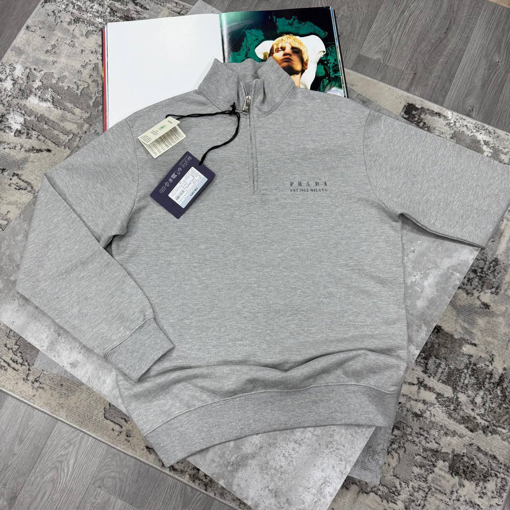 Prada Half Zip Long Sleeve Cotton Mens Jumpers in Multiple Colors Best Sale UK Reps AAA Quality