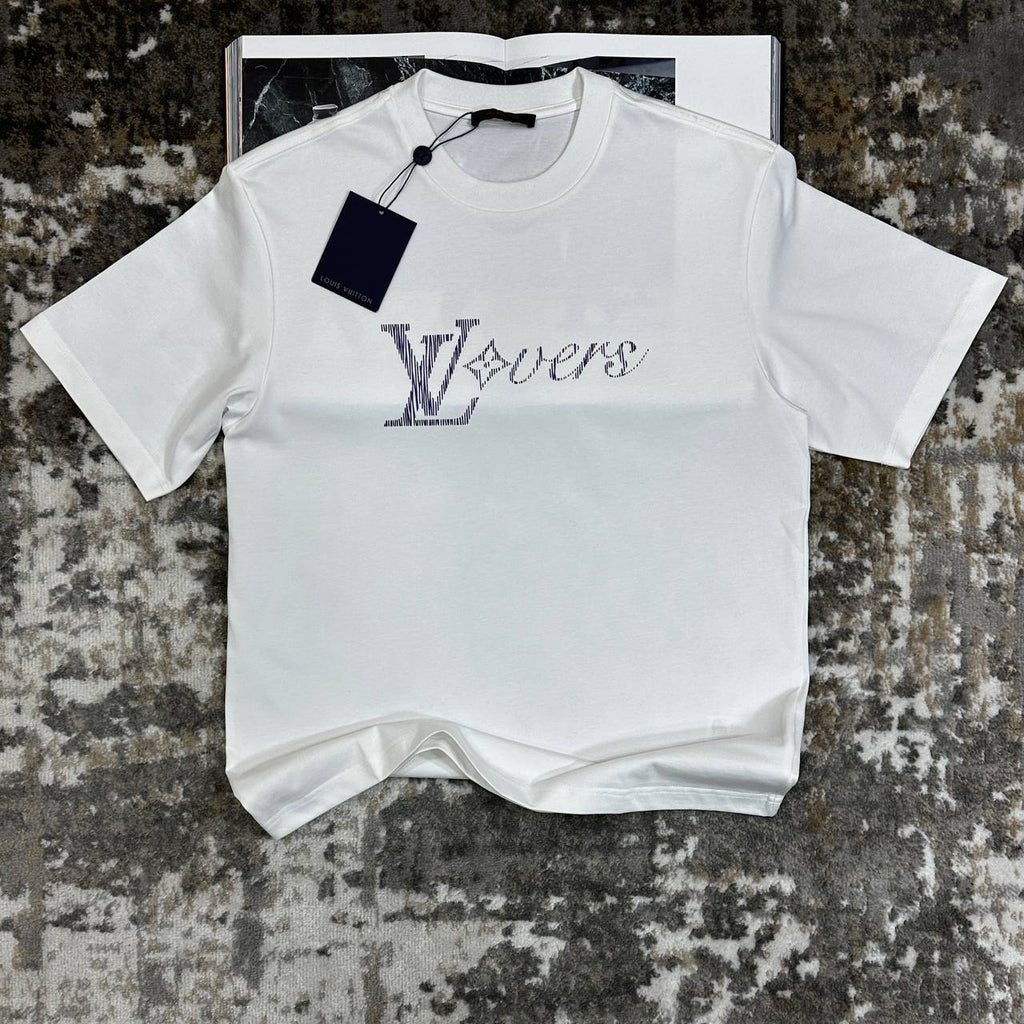 Louis Vuitton LV Embellished Embroidered Short-Sleeved T-Shirts Mens in 2 Colors UK Reps AAA Quality