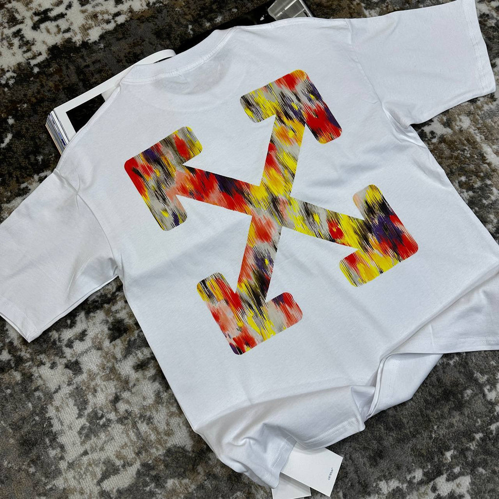 Off-White Red Floral Design T-Shirts Short Sleeve Tee Mens UK Reps AAA Quality