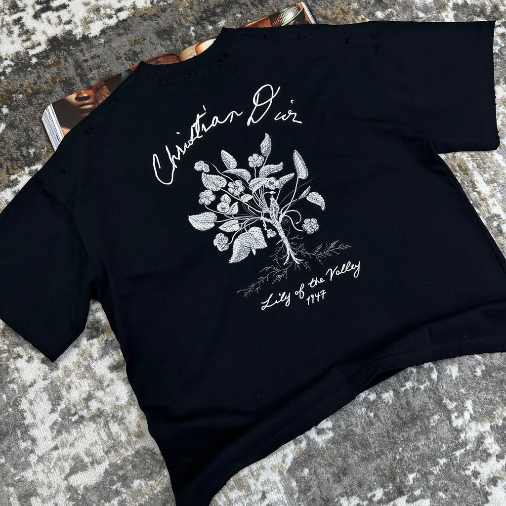 Christian Dior Couture Lily of the Valley T-Shirts Relaxed Fit Mens UK Reps AAA Quality