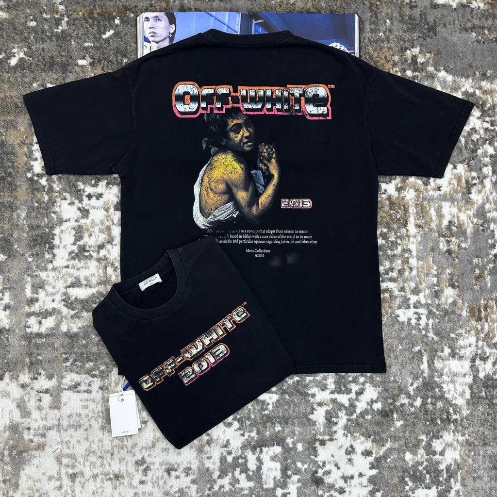 Off-White Digit Bacchus Crew-Neck Slim Short Sleeve T-Shirts Mens UK Reps AAA Quality