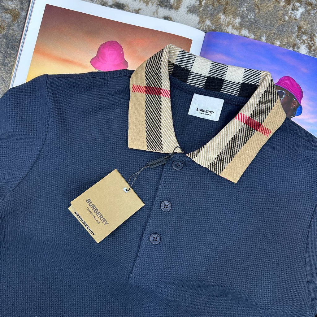 Burberry Checked-Collar Cotton Polo Shirts Full Sleeves Mens in 2 Colors Best Sale UK Reps AAA Quality