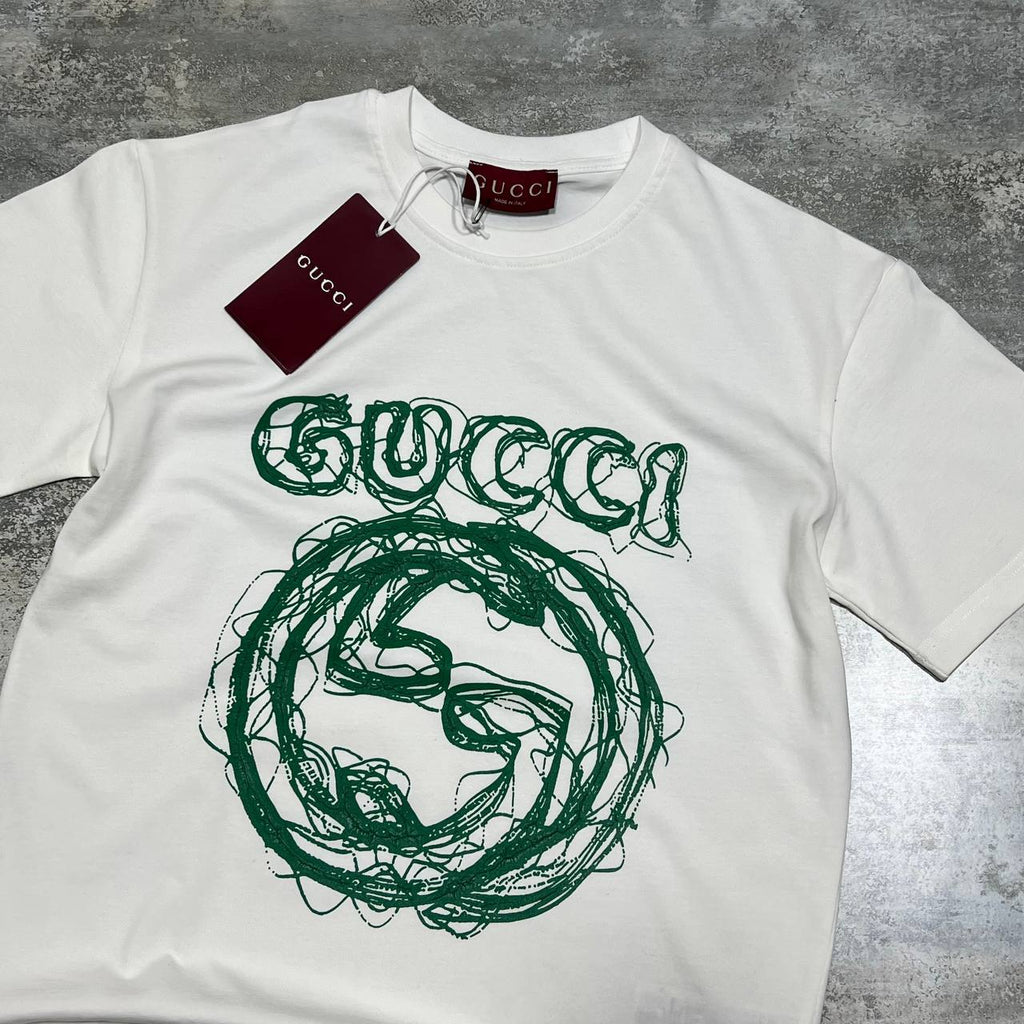 Gucci Interlocking G Scribble Logo T-Shirtin 2 Colors UK Reps AAA Quality