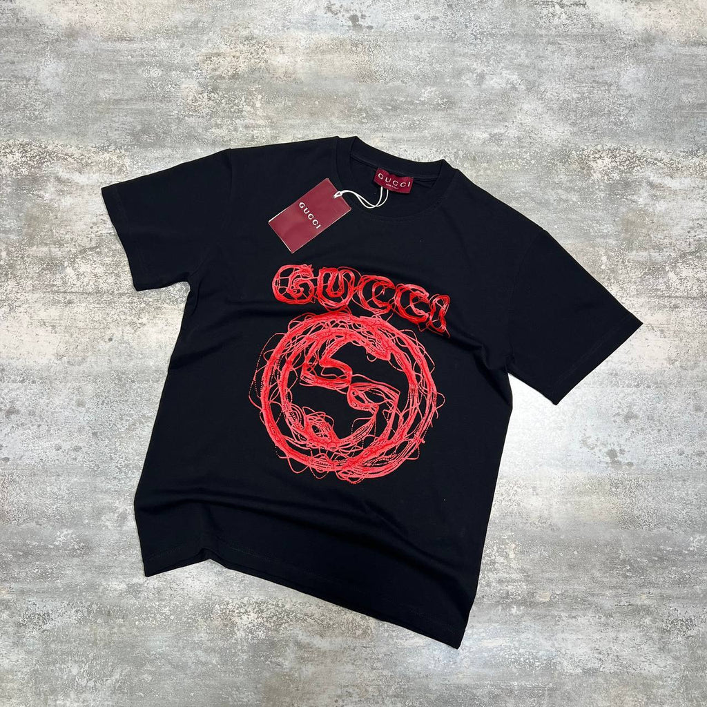 Gucci Interlocking G Scribble Logo T-Shirtin 2 Colors UK Reps AAA Quality