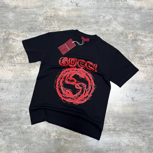 Gucci Interlocking G Scribble Logo T-Shirtin 2 Colors UK Reps AAA Quality