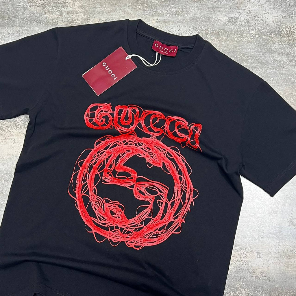 Gucci Interlocking G Scribble Logo T-Shirtin 2 Colors UK Reps AAA Quality