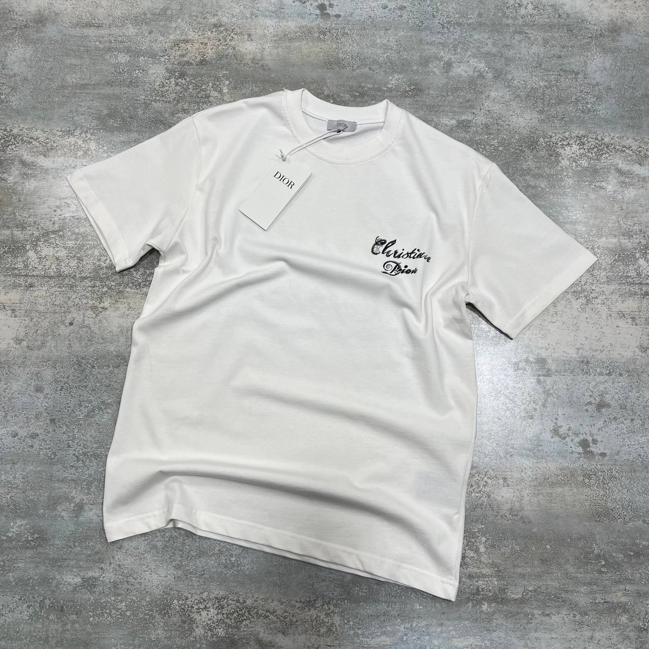 Dior 1947 Script Embroidery Relaxed-Fit T-Shirt in 2 Colors UK Reps AAA Quality