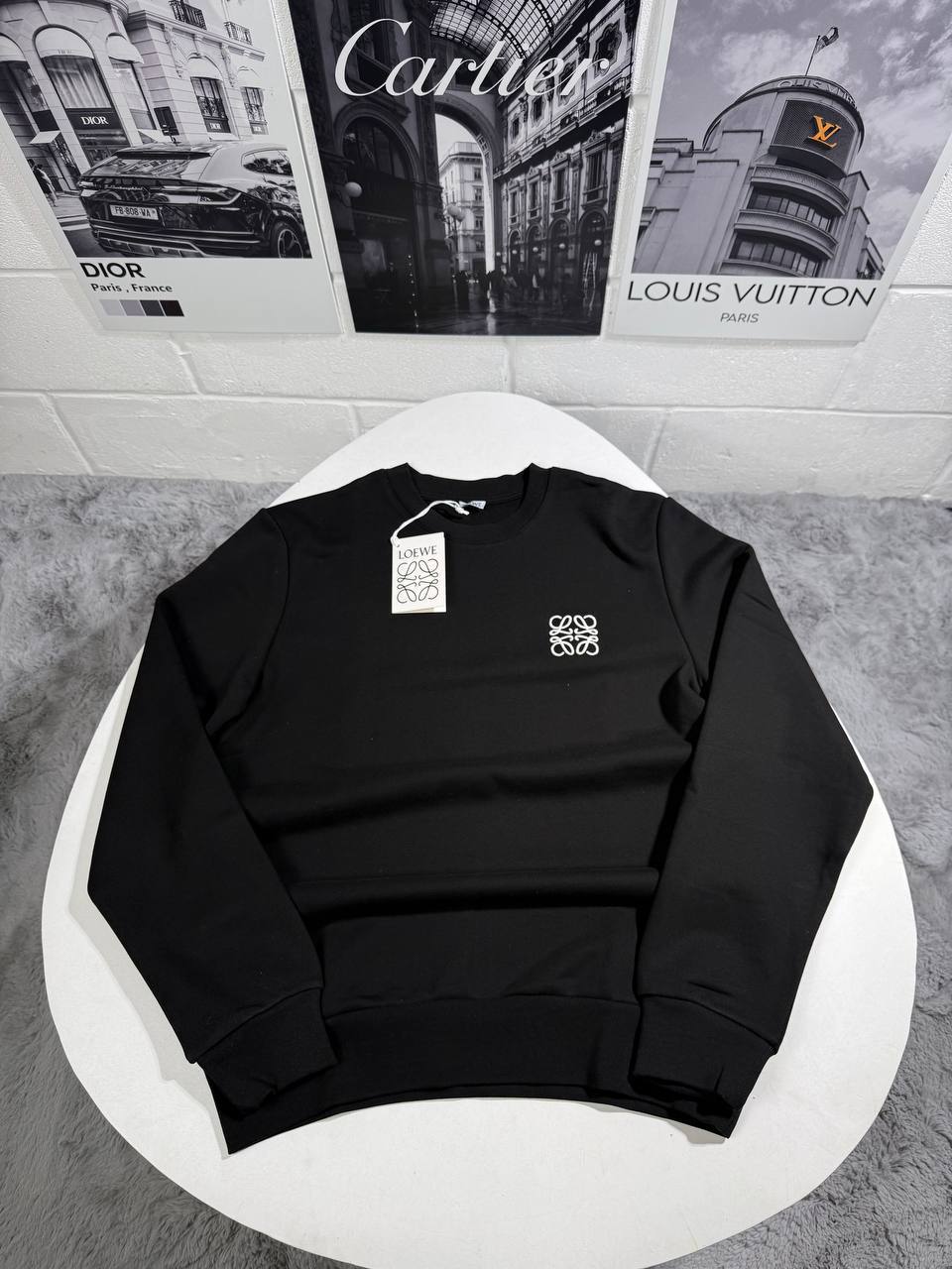Loewe Anagram Chest Logo Round Neck Mens Jumpers in 2 Colors Best Sale UK Reps AAA Quality